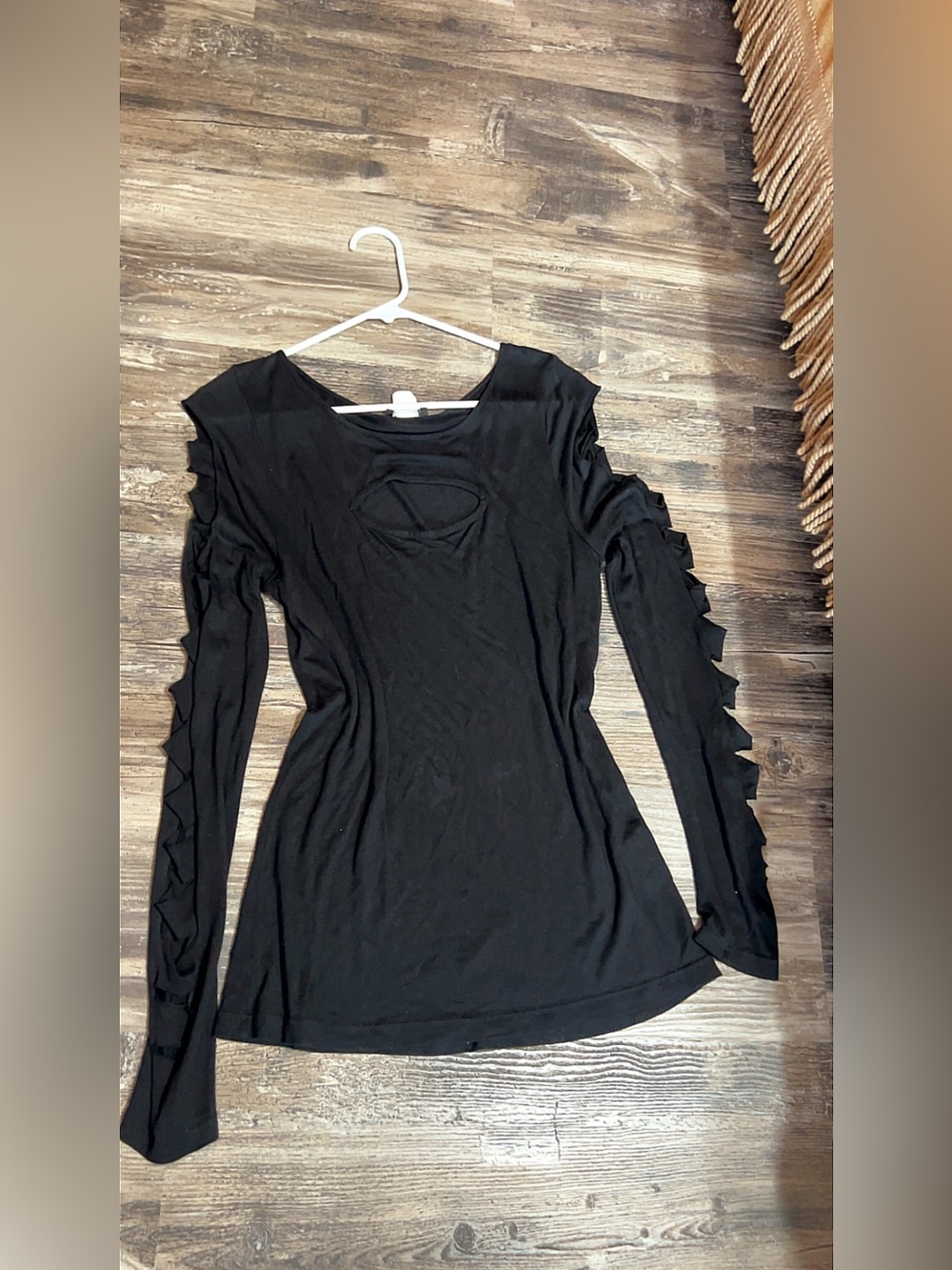 Black Cold-Shoulder Long Sleeve Top with Cutout